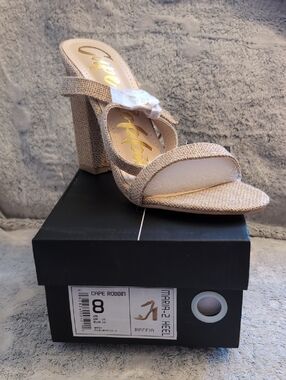Cape Robbin Natural Raffia Block Heel Sandal